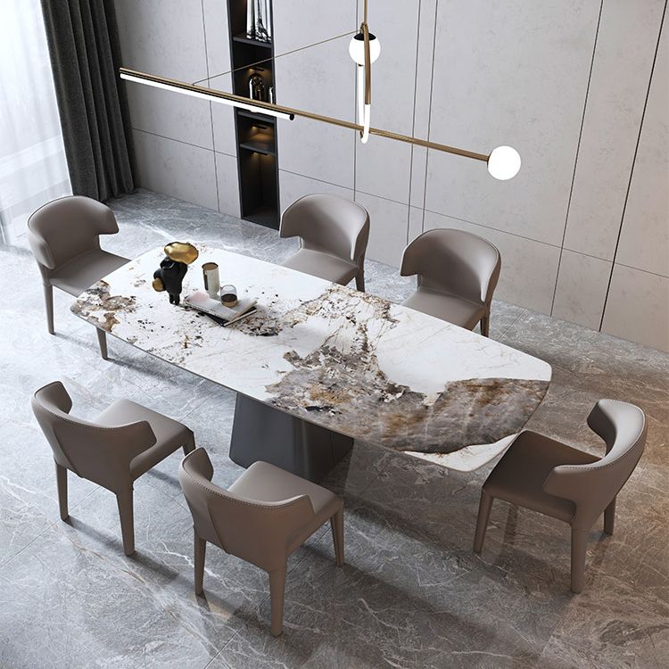 Metal Traditional Luxury Table Rectangle Sintered Stone Dining Table with Pedestal Base Clearhalo ' dining_table' 'Dining Tables & Seating' 'Dining Tables' 'furn' 'furn_dining_table' 'Furniture' 'furniture_dining_table' 'Kitchen & Dining Furniture' 'kitchen&dining_furn' 'kitchen' 'kitchen_dining_table' 1200x1200_96f9685a-9e39-48ab-86c4-2fe9ff49e1c1