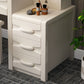 Traditional Rubberwood Make-up Vanity with Mirror and Stool,5 Drawers