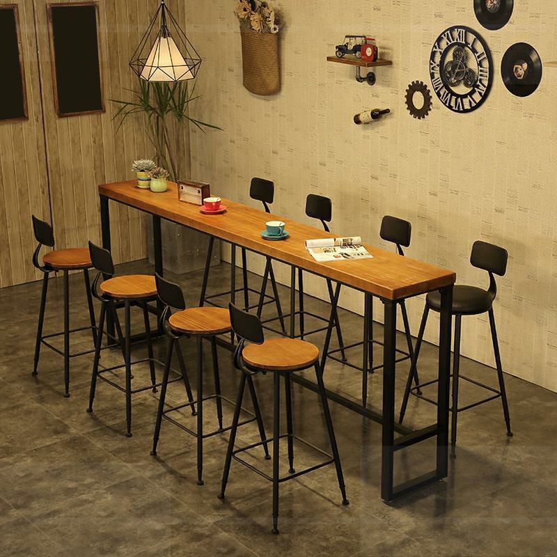 Industrial Rectangle Bistro Bar Desk Coffee Shop Trestle Bistro Bar Table Clearhalo 'Bar Furniture' 'Bar Tables' 'bar_tables' 'furn' 'furn_bar_tables' 'Furniture' 'Kitchen & Dining Furniture' 1200x1200_96fa46f2-0db3-4487-92fe-fbc92cce19b4