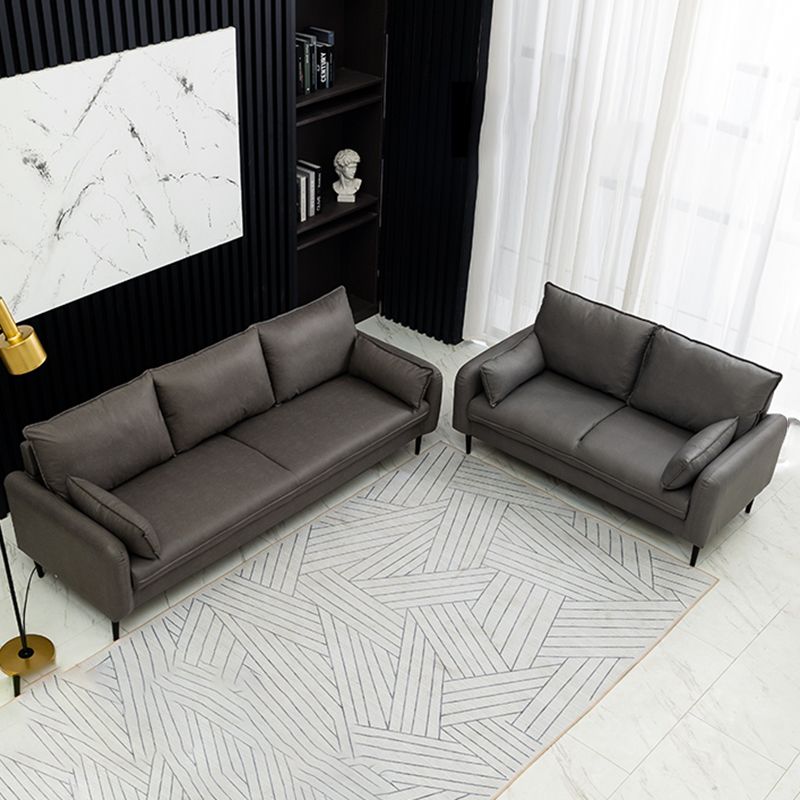 Contemporary Pillow Back Couch Square Arm Leather Sofa for Living Room Clearhalo 'furn' 'furn_sofas' 'Furniture' 'furniture_sofas' 'Living Room Furniture' 'Sofa' 'sofas' 1200x1200_96fc4139-edab-4de0-9c45-51390f04bffe