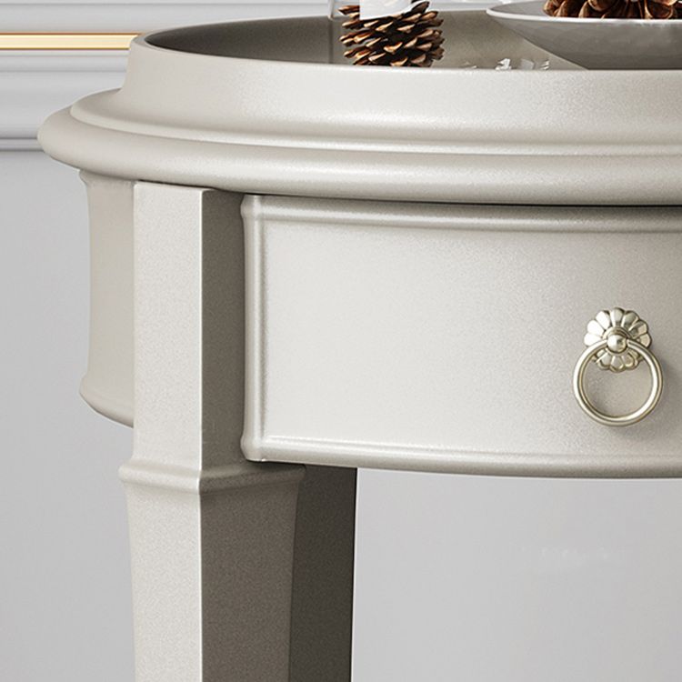 Nordic 25.6" Tall Solid Wood End Table Round Double Tier End Table