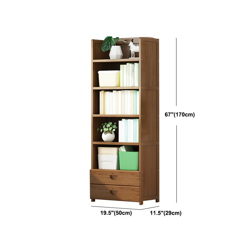 Modern Bamboo Shelf Bookcase Brown Closed Back Book Shelf for Study Room Clearhalo 'Bookcases' 'furn' 'furn_bookcases' 'Furniture' 'Office Furniture' 1200x1200_96fdc812-202a-462e-9de8-58fb529a05c6