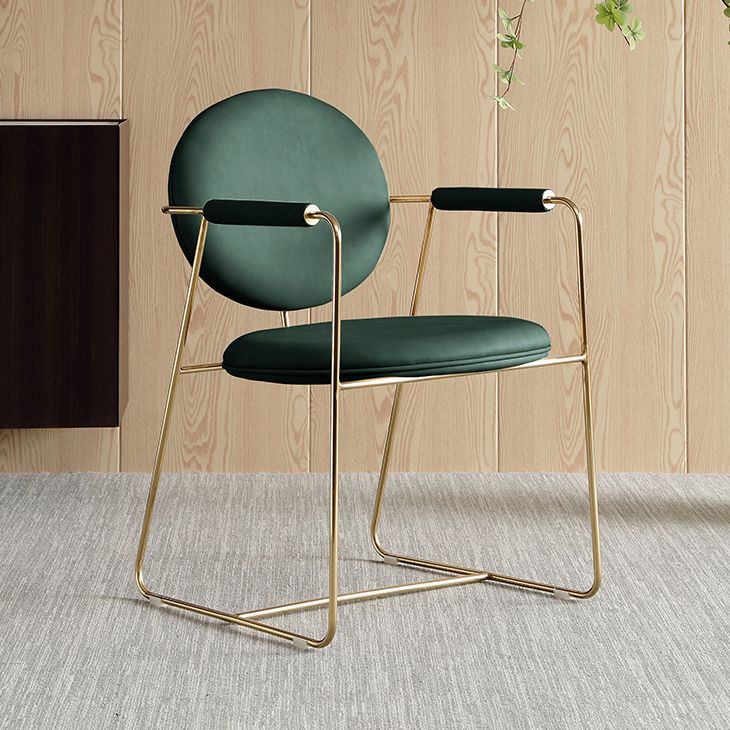 Modern Style Indoor Arm Chair Open Back Metal Upholstered Single Dining Room Chair Clearhalo ' kitchen&dining_furn' 'Dining Chairs' 'Dining Tables & Seating' 'dining_chair' 'furn' 'furn_dining_chair' 'Furniture' 'furniture_dining_chair' 'Kitchen & Dining Furniture' 'kitchen' 1200x1200_96fe1737-06bc-4f27-a8aa-fe8fa4ad612c