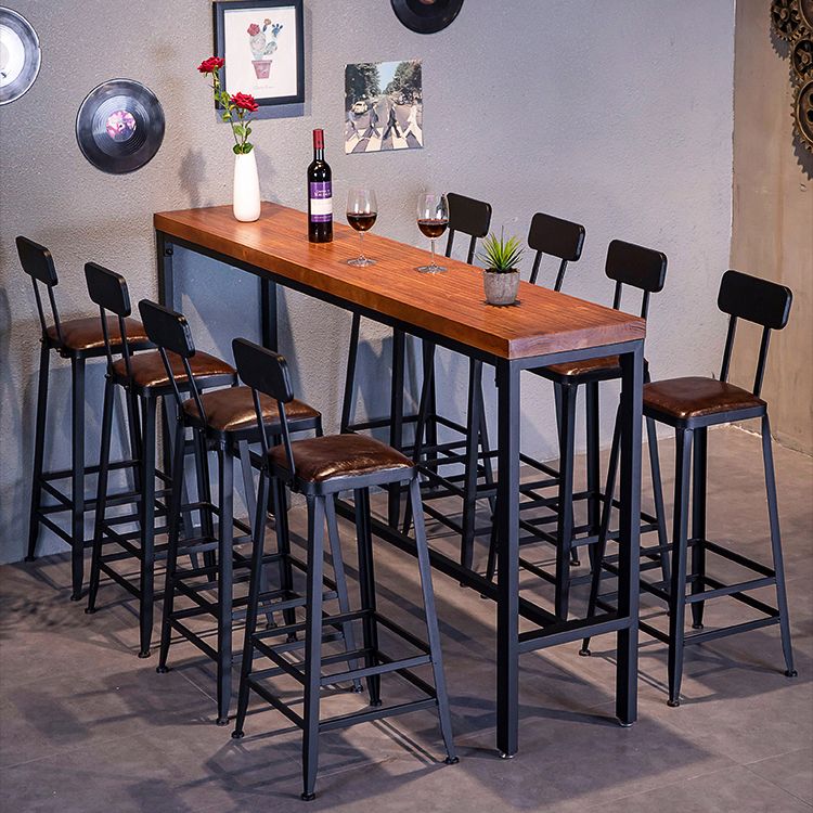 Mesa de mostrador de barra de metal industrial Mesa de mostrador de barra rectangular con base de caballete
