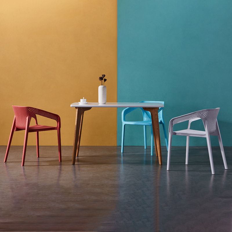 Plastic Slat Back Arm Chair Glam Style Stackable Dining Chair for Indoor Clearhalo 'Dining Chairs' 'Dining Tables & Seating' 'dining_chair' 'furn' 'furn_dining_chair' 'Furniture' 'furniture_dining_chair' 'Kitchen & Dining Furniture' 1200x1200_97005f24-fc17-4d01-8745-3c93a8264480