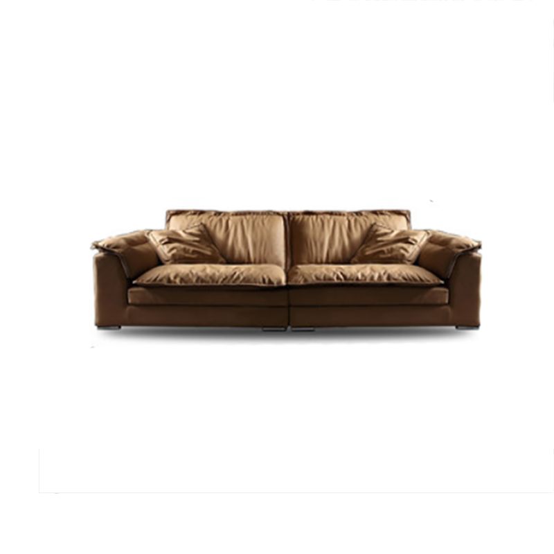 Divano top cuscino marrone e chaise in pelle finta divano posteriore sciolto - 30,7 "h