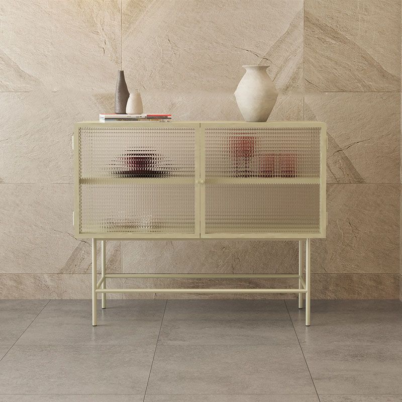 Sideboard di vetro con 2 porte a buffet in metallo contemporaneo con 2 porte