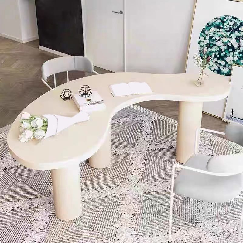 Escritorio de oficina contemporáneo de forma no convencional escritorio de escritura de madera sólida para el hogar