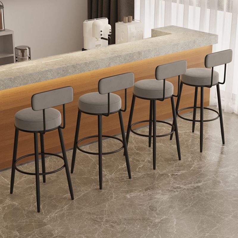 Scandinavian Velvet Footrest Bar Stool Matte Finish Low Back Home Stool Clearhalo 'Bar Furniture' 'Bar Stools' 'bar_stools' 'furn' 'furn_bar_stools' 'Furniture' 'furniture_bar_stools' 'Kitchen & Dining Furniture' 1200x1200_970832da-47b8-47b2-882d-f59a43e253ce