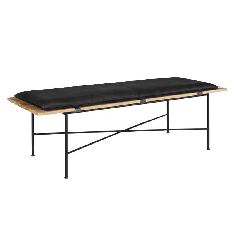 Contemporary Rectangle Upholstered Bench Metal Home Seating Bench with ...