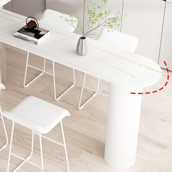 White Stone Top Bar Dining Table Modern Double Pedestal Bar Table
