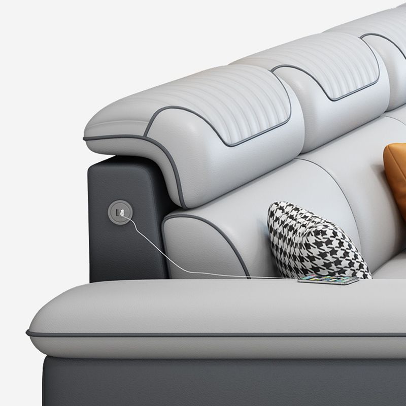 Contemporary Faux Leather Loose Back Sofa with Pillow Top Arm