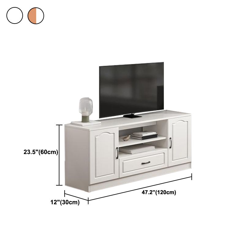 23.5 "H Modern Wooden TV Consola Open Storage Stand con cajón y puertas