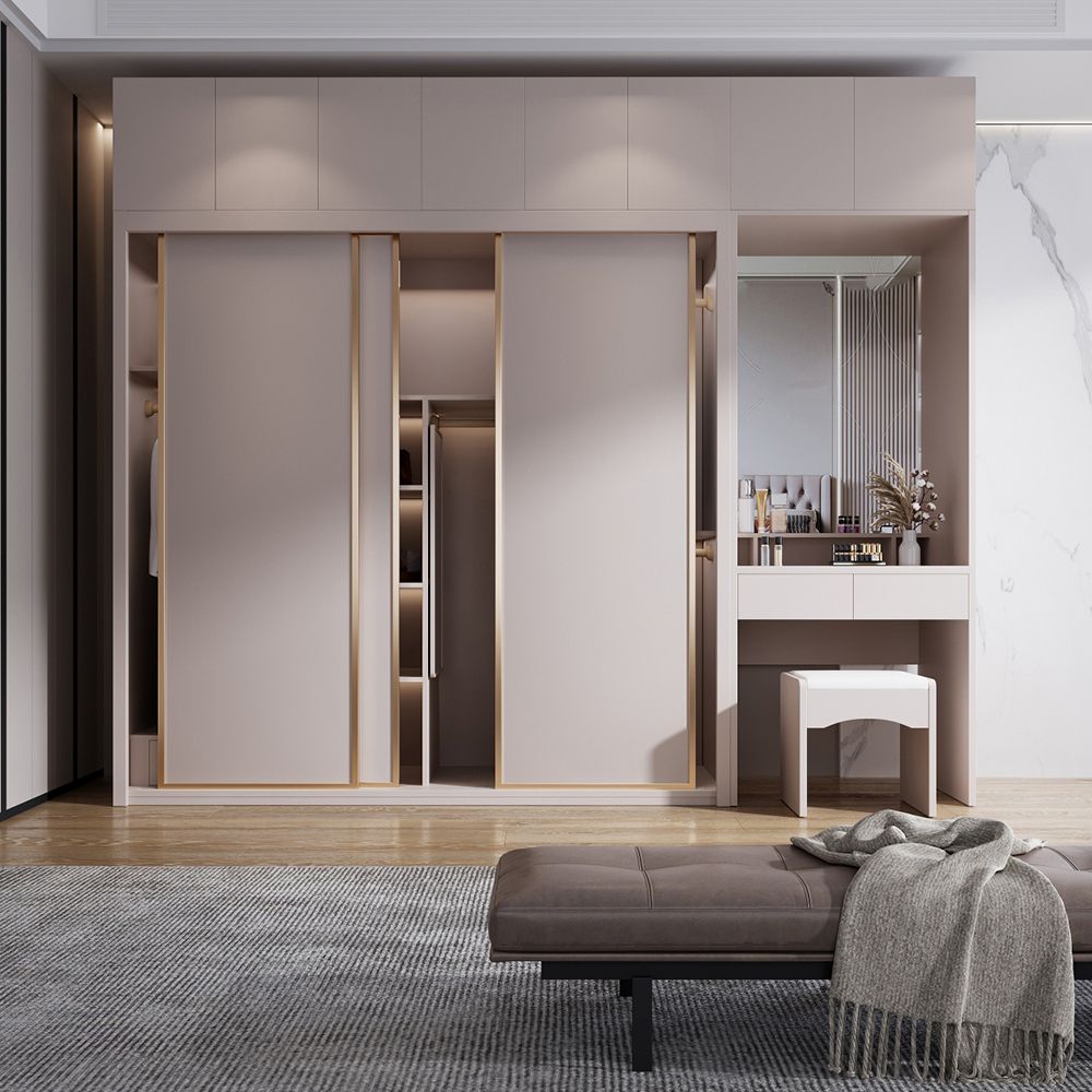 Guardaroba in legno ingegnerizzato armadio moderno in stile moderno con specchio