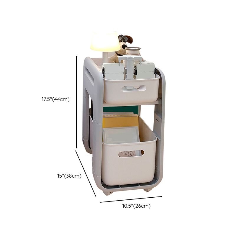 Moderna de la noche de la mesa de plástico de la mesa de acento con 2 cajones
