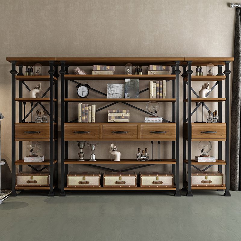 Industrial Style Bookshelf Open Shelf Bookcase with Drawer Storage Clearhalo 'Bookcases' 'furn' 'furn_bookcases' 'Furniture' 'furniture_bookcases' 'kitchen' 'kitchen_bookcases' 'Living Room Furniture' 'Office Furniture' 1200x1200_97100f5a-2582-47aa-9add-4ea700550ee5