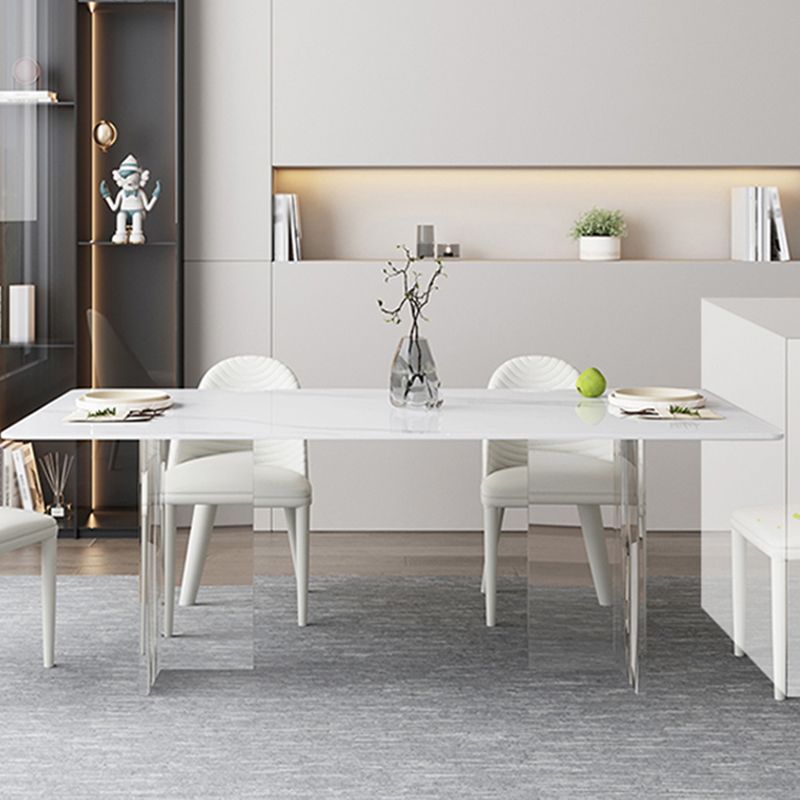 Modern White Dining Table Rectangle Sintered Stone Dining Table with Acrylic Legs Clearhalo ' dining_table' 'Dining Tables & Seating' 'Dining Tables' 'furn' 'furn_dining_table' 'Furniture' 'furniture_dining_table' 'Kitchen & Dining Furniture' 'kitchen&dining_furn' 'kitchen' 'kitchen_dining_table' 1200x1200_9712140f-41a9-4db3-918c-90d6489dd853