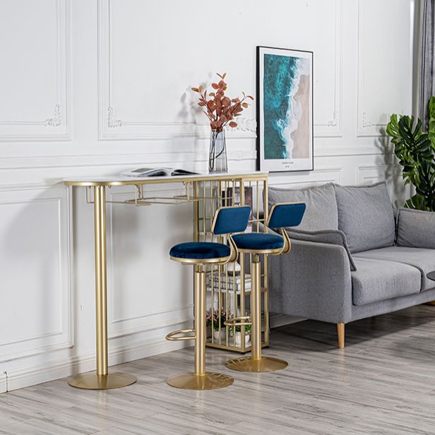 Glam White Marble Counter Table with Specialty Table Top Double Pedestal Table - 42" H Clearhalo 'Bar Furniture' 'Bar Tables' 'bar_tables' 'furn' 'furn_bar_tables' 'Furniture' 'furniture_bar_tables' 'Kitchen & Dining Furniture' 1200x1200_97121b87-4bf1-4821-99d0-111d05971d7a