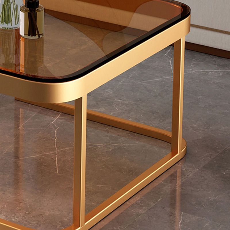 Glam Square Glass / Slate Coffee Table Metal Frame Cocktail Table with Drawer Clearhalo 'Coffee & Accent Tables' 'Coffee Tables' 'coffee_tables' 'furn' 'furn_coffee_tables' 'Furniture' 'Living Room Furniture' 1200x1200_9713e43f-0561-4c01-803e-ffc960c3e9dc