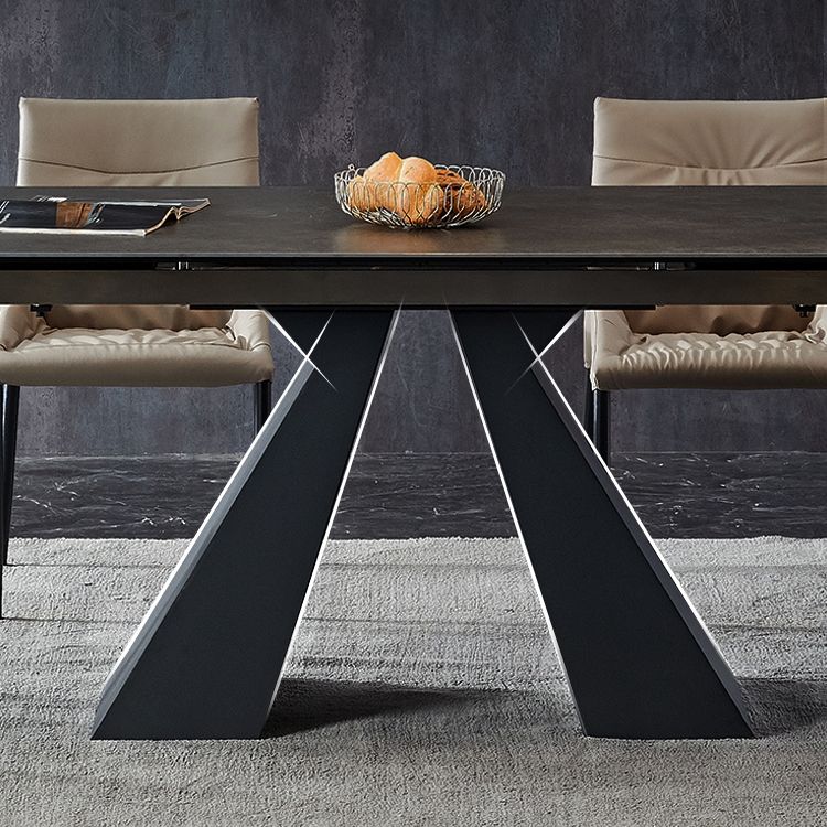 Rectangular Extendable Dining Table Modern Grey Stone Table Top for Dining Room