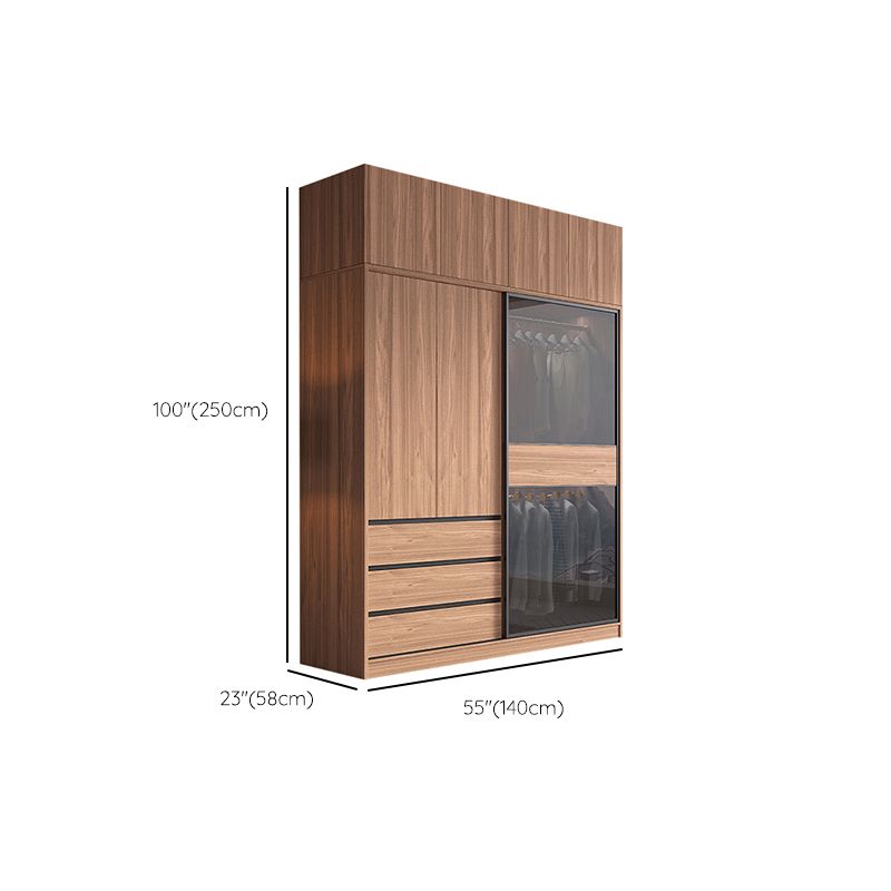 Brown Wardrobe Closet Contemporary Wardrobe Cabinet with Drawer