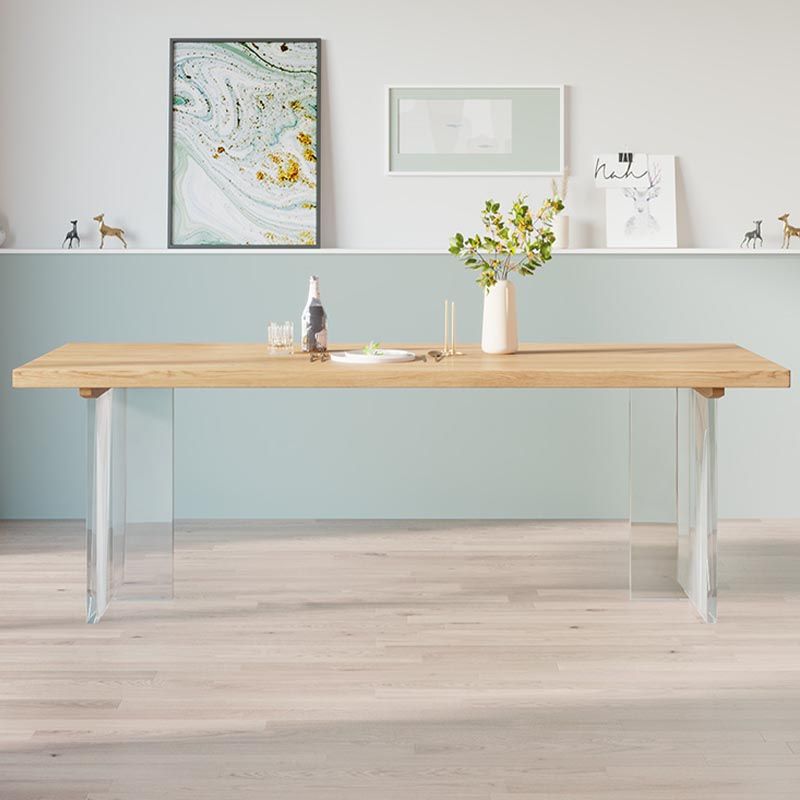 Modern Solid Wood Dinette Table Acrylic Base Dining Table for Living Room Clearhalo 'Dining Tables & Seating' 'Dining Tables' 'dining_table' 'furn' 'furn_dining_table' 'Furniture' 'furniture_dining_table' 'Kitchen & Dining Furniture' 1200x1200_97165890-b4e3-4975-8427-9de31622ab21