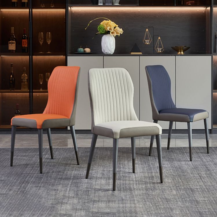 Nordic Style Armless Chair Wood PU Leather Wingback Parsons Chair for Kitchen Clearhalo 'Dining Chairs' 'Dining Tables & Seating' 'dining_chair' 'furn' 'furn_dining_chair' 'Furniture' 'furniture_dining_chair' 'Kitchen & Dining Furniture' 1200x1200_97174149-40b7-4871-b301-2c715b376092