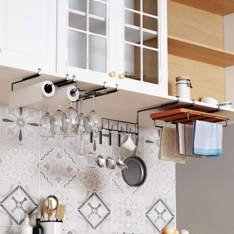 Porta vinicola moderna sospesa in metallo da 0,92 "W Porta dello stelo in nero/argento