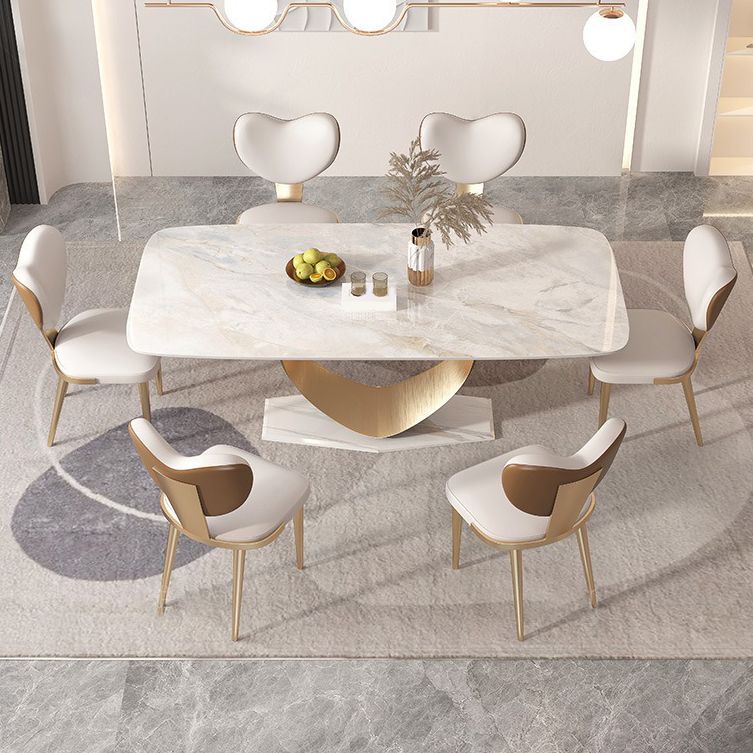 Luxury Sintered Stone Top Dining Set Rectangle 1/4/5/7/9 Pieces Dinette Table Set Clearhalo 'Dining Room Sets' 'Dining Tables & Seating' 'dining_room_set' 'furn' 'furn_dining_room_set' 'Furniture' 'Kitchen & Dining Furniture' 1200x1200_9717edfb-76cd-4f8e-b366-f2f347051189