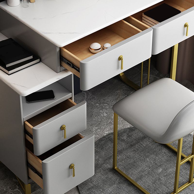 33.5" W Slate Vanity Table Modern 4 Drawers Makeup Vanity Table with Stool Clearhalo 'Bedroom Furniture' 'furn' 'furn_makeup_vanities' 'Furniture' 'Makeup Vanities' 'makeup_vanities' 1200x1200_971916d5-9afb-4385-a7bc-e728dfa38adf
