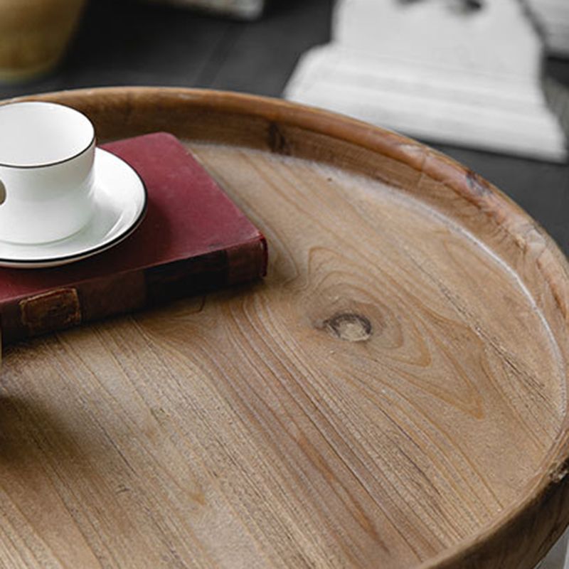 Rustic Drum Side Table Solid Wood Sofa Side Accent Table in Distressed White Clearhalo 'Coffee & Accent Tables' 'End & Side Tables' 'end_side_tables' 'furn' 'furn_end_side_tables' 'Furniture' 'Living Room Furniture' 1200x1200_9719b684-6b8f-4077-abed-6ad7de2decf5