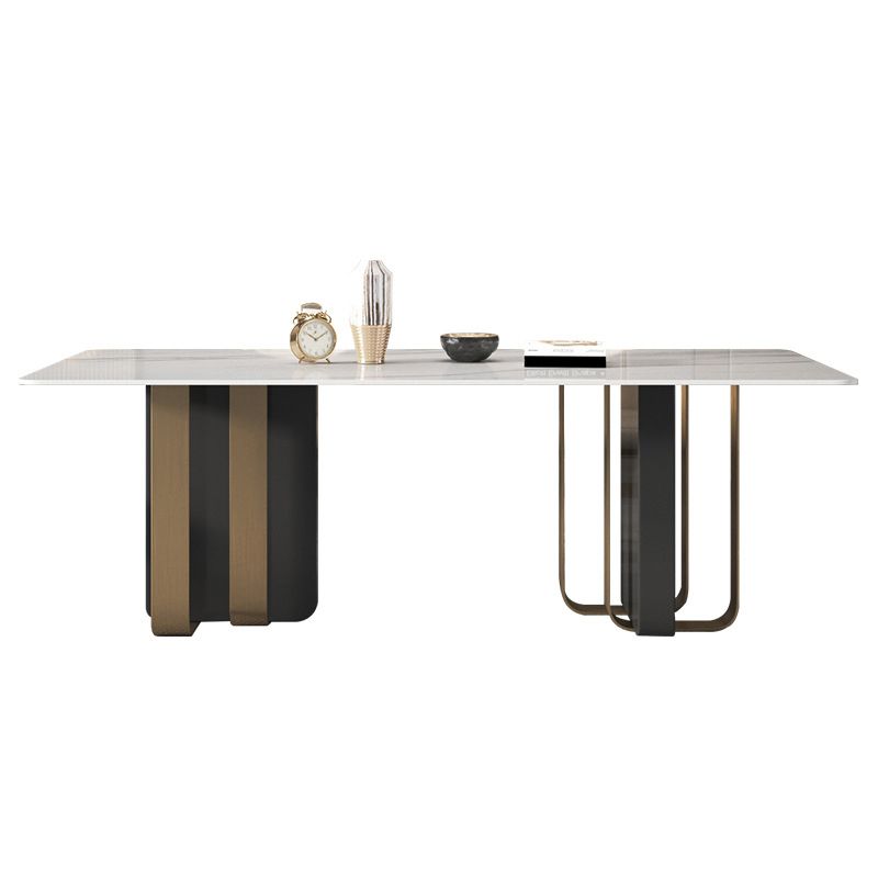 Luxury Sintered Stone Top Dining Table Rectangle Indoor Table with Double Pedestal Clearhalo 'Dining Tables & Seating' 'Dining Tables' 'dining_table' 'furn' 'furn_dining_table' 'Furniture' 'furniture_dining_table' 'Kitchen & Dining Furniture' 'kitchen' 'kitchen_dining_table' 1200x1200_971c09f9-4ed4-431c-85da-2a666b716ea4