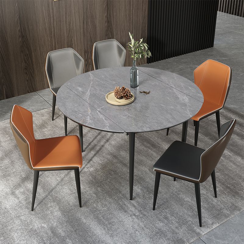 Simplicity Round Dining Table Sintered Stone Table with 4 Black Legs for Dining Room Clearhalo ' dining_table' 'Dining Tables & Seating' 'Dining Tables' 'furn' 'furn_dining_table' 'Furniture' 'furniture_dining_table' 'Kitchen & Dining Furniture' 'kitchen&dining_furn' 'kitchen' 'kitchen_dining_table' 1200x1200_971deed8-7538-48ba-a728-645bc523c7d3