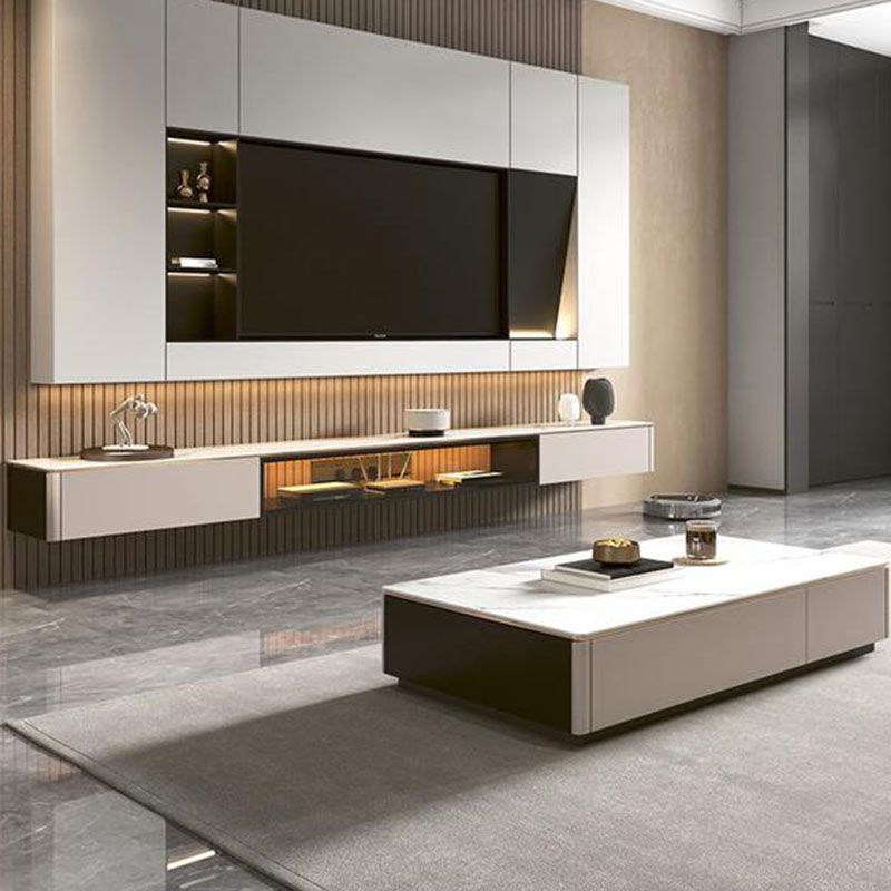 Hedendaagse tv -console Stone TV Media Console voor woonkamer