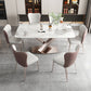Luxury Sintered Stone Top Table Rectangle Dining Table with Pedestal Base Clearhalo 'Dining Tables & Seating' 'Dining Tables' 'dining_table' 'furn' 'furn_dining_table' 'Furniture' 'furniture_dining_table' 'Kitchen & Dining Furniture' 'kitchen' 'kitchen_dining_table' 1200x1200_971f8801-e9b8-4ede-8c37-aa52e993af89