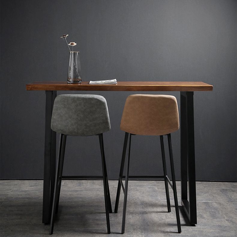 1/2/3 pièces Industrial Iron-Bar Table Table Recangangle Bistro Set with Pine Wood Top