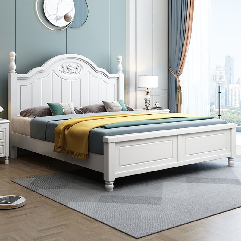 French Country White Standard Bed 46.45" High Bed with Headboard