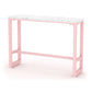 White and Pink Cocktail Bar Table Glam Trestle Indoor Bistro Accent Dining Table