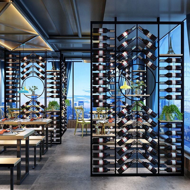 Industrial Black Wine Bottle Holder Iron Floor Bottle Holder