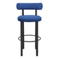 Contemporary Fabric Cushion Metal Barstool with 4 Legs in Matte Finish for Indoor