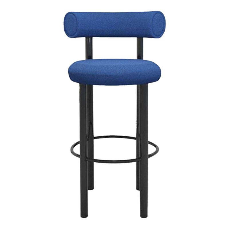 Contemporary Fabric Cushion Metal Barstool with 4 Legs in Matte Finish for Indoor