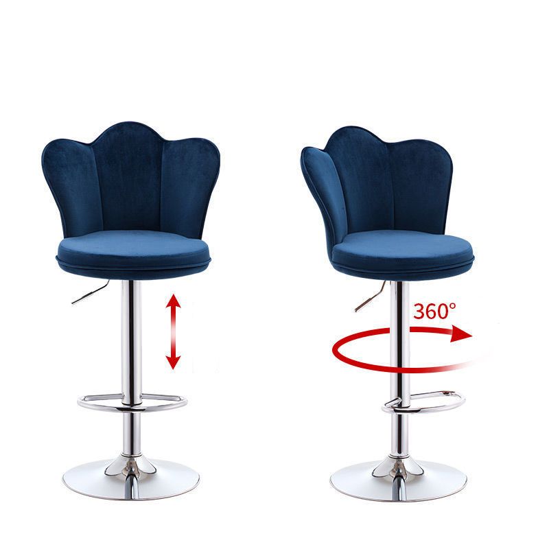 Scandinavian Metal Barstool Velvet Low Back Stool with Footrest for Bar Clearhalo 'Bar Furniture' 'Bar Stools' 'bar_stools' 'furn' 'furn_bar_stools' 'Furniture' 'Kitchen & Dining Furniture' 1200x1200_97280692-4204-4f60-bd88-1e95258ba4f3