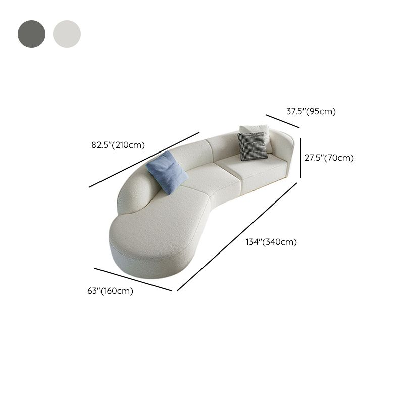 Scandinavian Curved Sectional Sofa Sloped Arm Sofa & Chaise with 3 Pillows Clearhalo 'furn' 'furn_sectionals' 'Furniture' 'Living Room Furniture' 'Sectionals' 1200x1200_9729043e-6c69-42ca-ab49-31a5d813c356