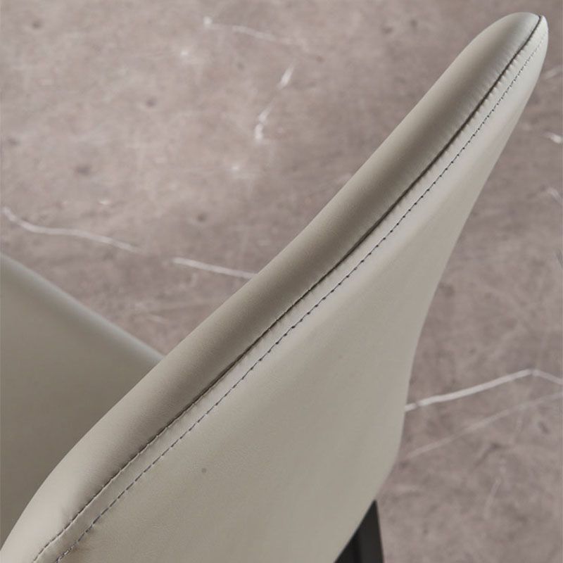 Minimalist Solid Back Dining Chairs Microfiber Leather Dining Chairs