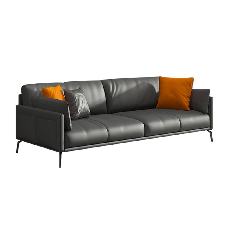 Black Industrial Sofa with Bolster Pillows 31.5"High Square Arm Sofa Clearhalo 'furn' 'furn_sofas' 'Furniture' 'furniture_sofas' 'kitchen' 'kitchen_sofas' 'Living Room Furniture' 'Sofa' 'sofas' 1200x1200_972ab5bb-024f-4ad7-92ac-1d925dde7400