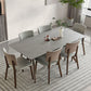 Industrial Style Rectangle Dining Table Sintered Stone Table with Wooden Legs
