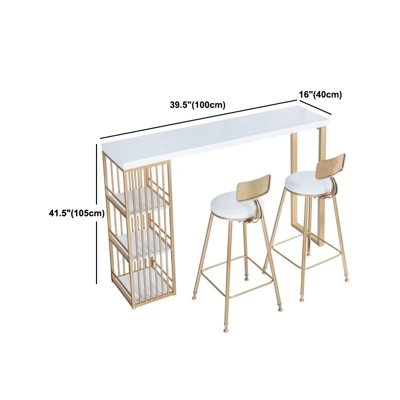 Tavolo da barra top in legno massiccio rettangolo tavolo da pub glam con conservazione in metallo