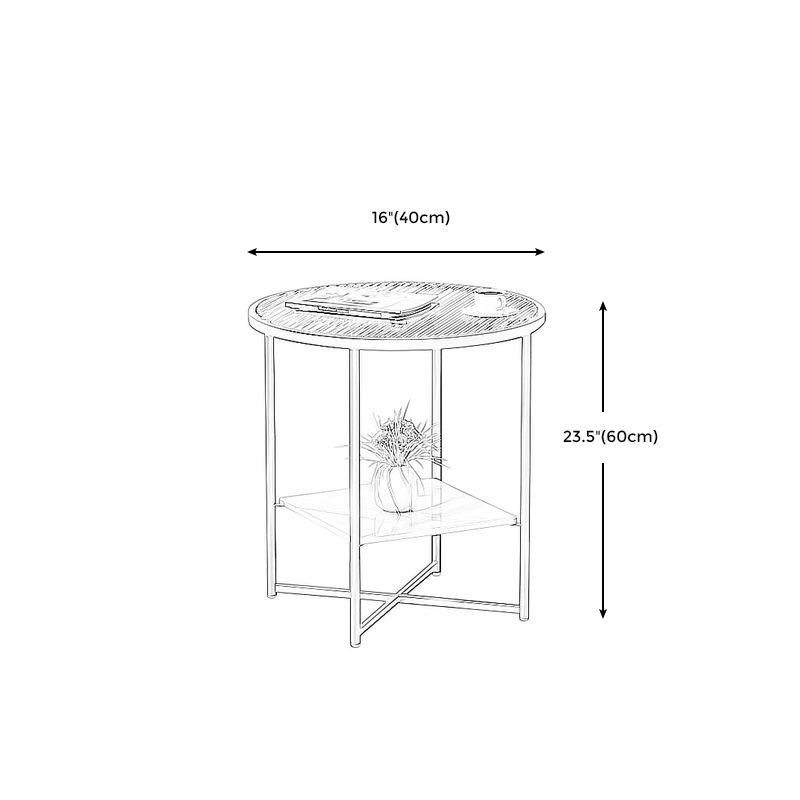 Modern Round Glass Top End Table Cross Legs Sofa Side Table with Shelf Clearhalo 'Coffee & Accent Tables' 'End & Side Tables' 'end_side_tables' 'furn' 'furn_end_side_tables' 'Furniture' 'Living Room Furniture' 1200x1200_97301edf-12db-4784-b1d9-930b2cb50929