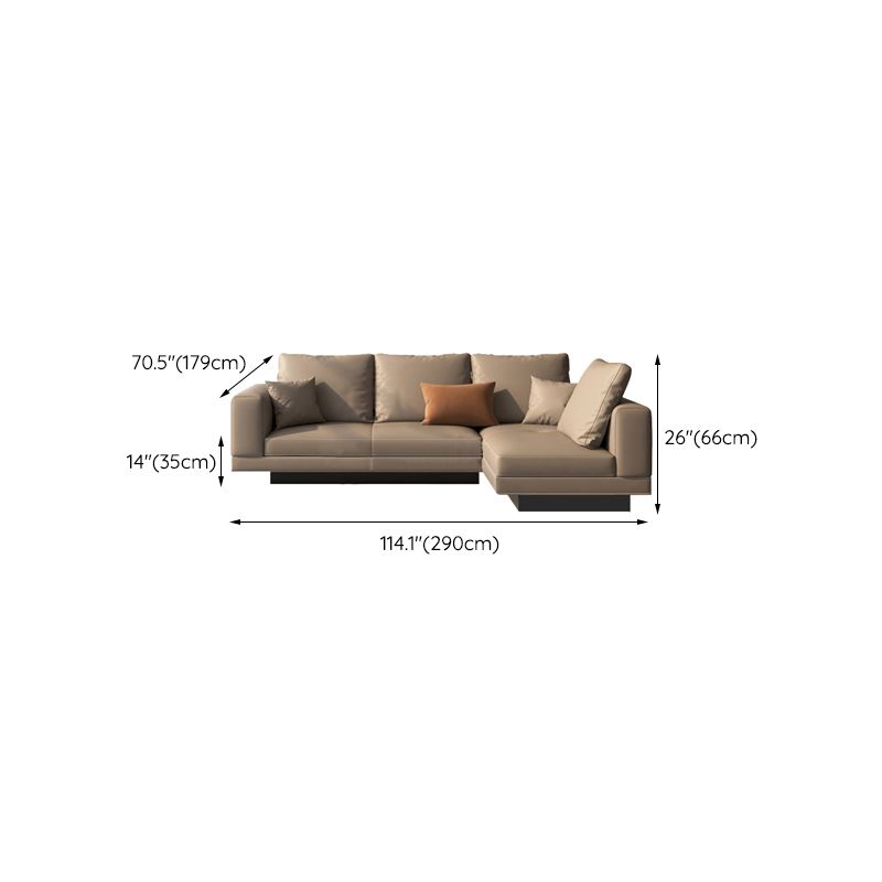 Zeitgenössisches echtes Ledersofa quadratischer Arm lose Rückensofa mit Tisch