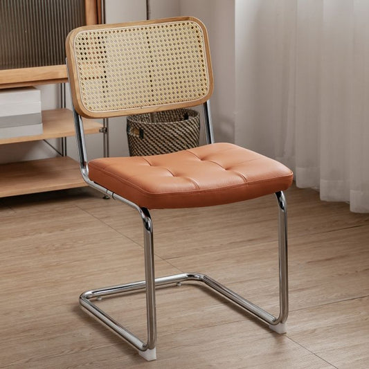 Upholstered Side Chair Modern Style Open Back Armless Chair with Chrome Base